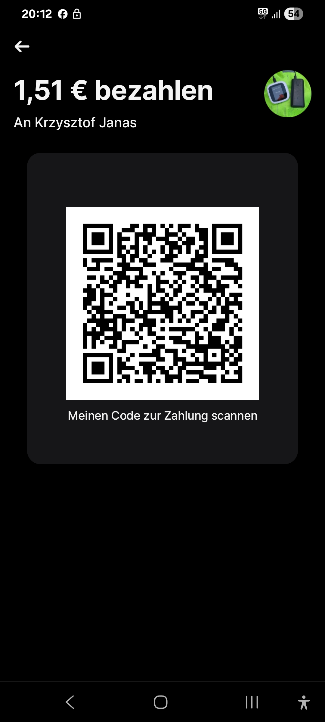Revolut QR-Code zur freiwilligen Zahlung